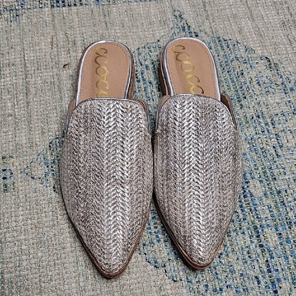 CCOCCI Silver Woven Mules